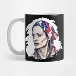 Portrait of Angelina Jolie, 4th of July Patriotic Mug